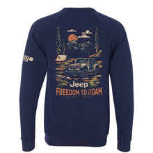 Load image into Gallery viewer, Mens Jeep® Freedom To Roam Crew Neck Sweatshirt - Heather Navy Blue