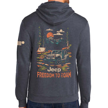 Load image into Gallery viewer, Mens Jeep® Freedom To Roam Hoodie Sweatshirt - Heather Navy Blue