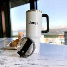 Load image into Gallery viewer, Handle Mug - Jeep Text Grille - White