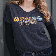 Load image into Gallery viewer, Ladies Jeep® Atomic Grille V-neck - Heather Black