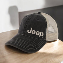 Load image into Gallery viewer, Hat - Jeep Garment Washed Trucker - Black