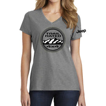 Load image into Gallery viewer, Ladies Jeep® Trail Rated V-neck - Heather Grey