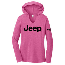 Load image into Gallery viewer, Ladies Jeep® Text Triblend Hooded Pullover - Bright Pink Heather