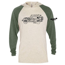 Load image into Gallery viewer, Mens Jeep® Atomic Side Long Sleeve Hooded T-Shirt - Moss Green / Natural