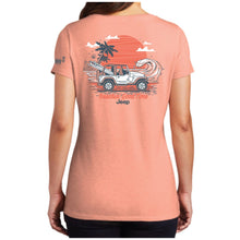 Load image into Gallery viewer, Ladies Jeep® Beachin' Good Time V-neck - Heather Peach - FINAL SALE