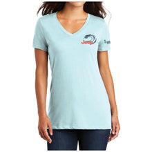 Load image into Gallery viewer, Ladies Jeep® Wrangler Beachin' Good Time V-neck - Seaglass Blue