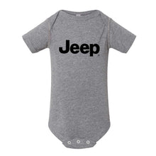 Load image into Gallery viewer, Baby Onesie - Jeep Text - Triblend Grey