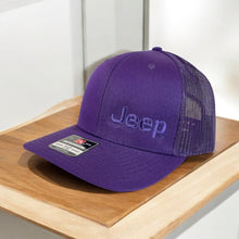 Load image into Gallery viewer, Hat - Jeep Text TONAL Trucker - Purple