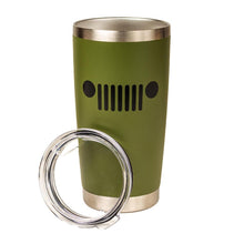 Load image into Gallery viewer, Travel Mug - Jeep® Text and Grill Powder Coated - Jeep Green