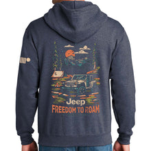 Load image into Gallery viewer, Mens Jeep® Freedom To Roam Zip Hoodie Sweatshirt - Heather Navy Blue