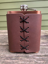 Load image into Gallery viewer, Custom Leather Wrapped Flask with "DETROIT" Stamp