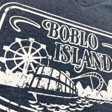 Load image into Gallery viewer, Ladies Relaxed V-neck Detroit Boblo Island T-shirt - Heather Navy
