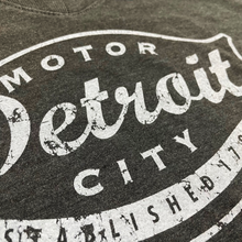 Load image into Gallery viewer, Ladies Relaxed V-neck Detroit Buckle T-shirt - Heather Black
