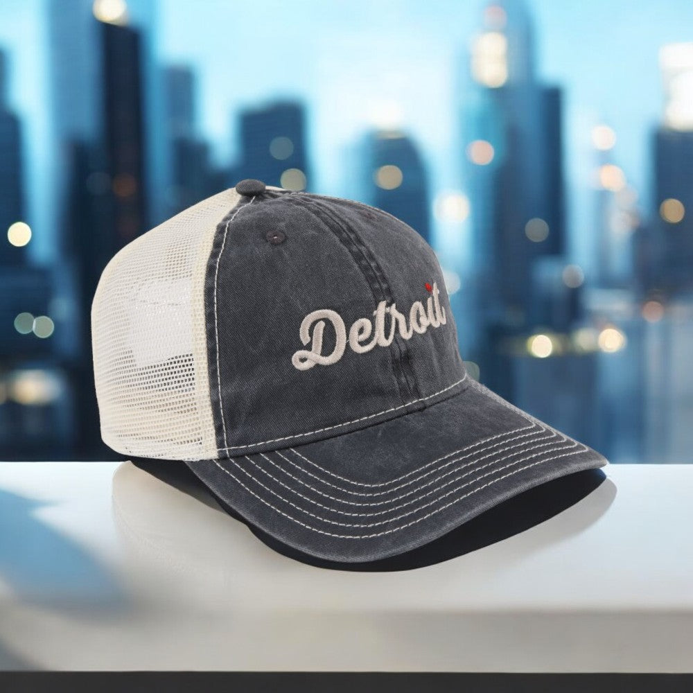 Hat - Detroit Heart Low Profile Trucker - Blue/Khaki