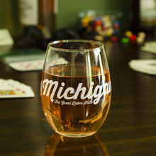 Load image into Gallery viewer, Wine Glass - Michigan Script
