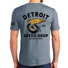 Load image into Gallery viewer, Mens Detroit Speed Shop Vamoose T-shirt - Flint Blue Triblend
