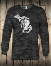 Load image into Gallery viewer, Deer in the Woods - Mens Long Sleeve - Black Camo
