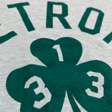 Load image into Gallery viewer, Mens Detroit 313 Shamrock St. Patrick&#39;s Day T-shirt (Heather Sage Green)
