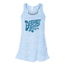 Load image into Gallery viewer, Ladies Relaxed Racerback Tank Top - Detroit Vintage Font Blue Marble

