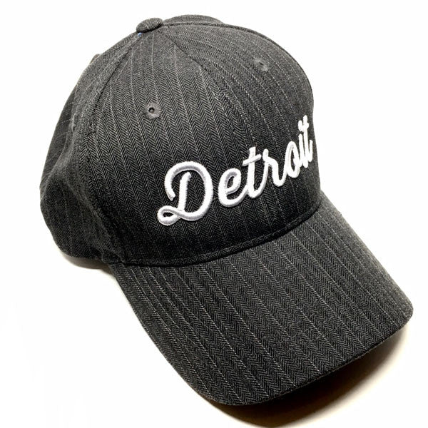 Hat - Detroit Thirsty Script  Charcoal Pinstripe-FINAL SALE