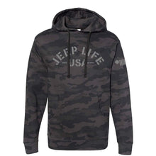 Load image into Gallery viewer, Mens/Unisex Jeep® Life USA Hoodie - Black Camo
