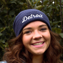 Load image into Gallery viewer, Hat - Detroit Thirsty Script Flip Knit - Navy

