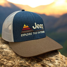 Load image into Gallery viewer, Hat - Jeep Explore The Outdoors - Heather Navy/Khaki/Brown
