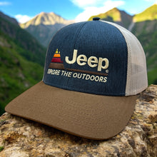 Load image into Gallery viewer, Hat - Jeep Explore The Outdoors - Heather Navy/Khaki/Brown
