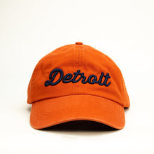 Load image into Gallery viewer, Hat - Orange Detroit Thirsty Script Unstructured
