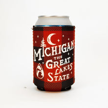 Load image into Gallery viewer, Coozie - Michigan Vintage Font Plaid
