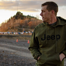 Load image into Gallery viewer, Mens Jeep® Text Hoodie - Heather Army Green
