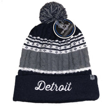 Load image into Gallery viewer, Hat - Detroit Thirsty Cable Knit TOTW - Navy/Grey/White
