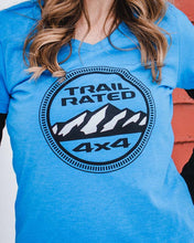 Load image into Gallery viewer, Ladies Jeep® Trail Rated V-neck - Heather Aqua Blue
