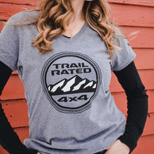 Load image into Gallery viewer, Ladies Jeep® Trail Rated V-neck - Heather Grey
