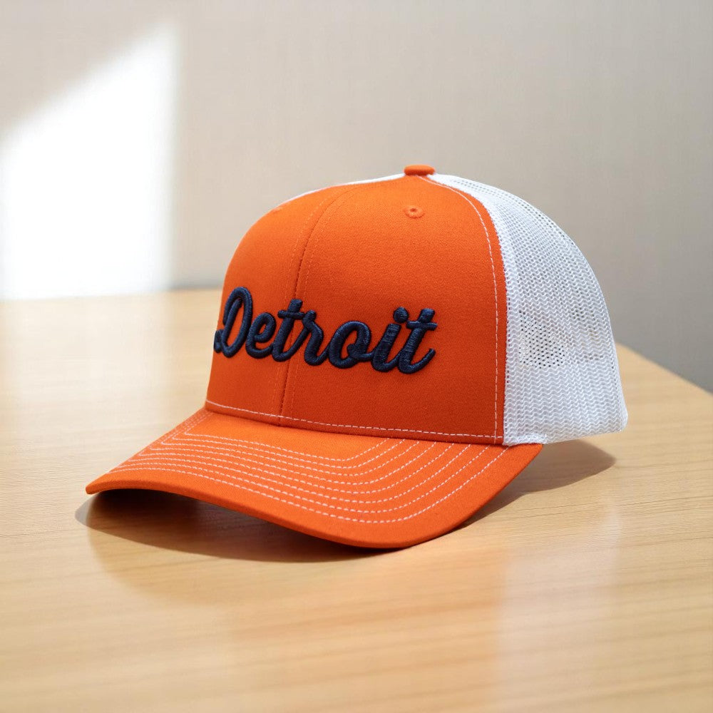 Hat - Detroit Thirsty Orange White Richardson Snapback
