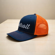 Load image into Gallery viewer, Hat - Detroit Thirsty Navy Orange Richardson Snapback

