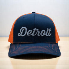 Load image into Gallery viewer, Hat - Detroit Thirsty Navy Orange Richardson Snapback
