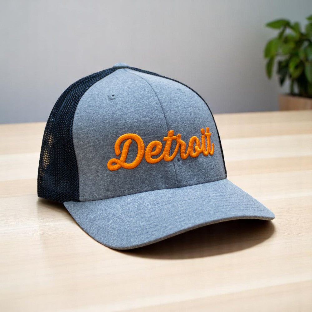 Hat - Detroit Thirsty Orange Flexfit - Heather Grey/Navy