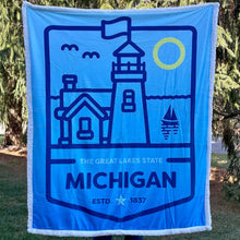 Load image into Gallery viewer, Michigan Lighthouse Sherpa Blanket
