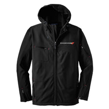 Load image into Gallery viewer, Mens Dodge® Logo Hooded Softshell Jacket - Black
