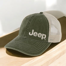 Load image into Gallery viewer, Hat - Jeep Garment Washed Trucker - Drab Green
