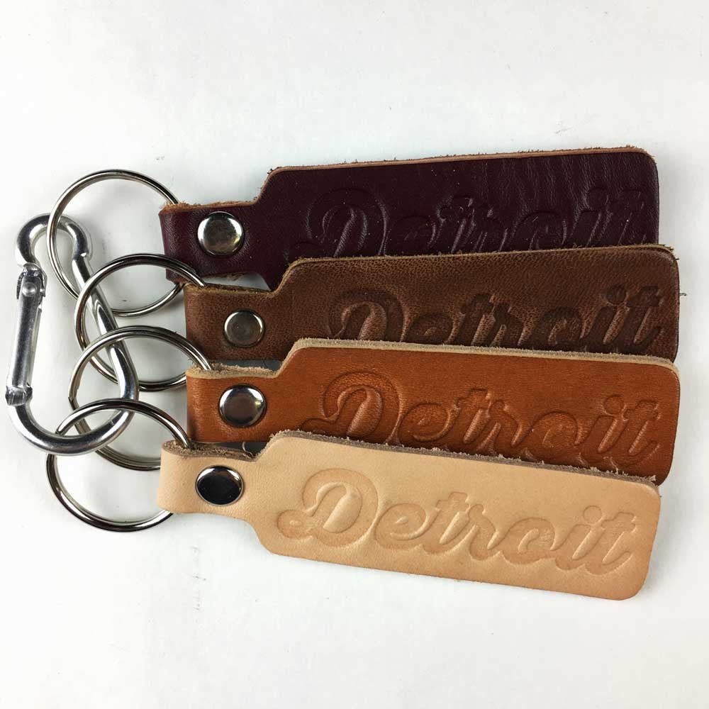 Keychain - Detroit Script leather