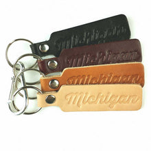 Load image into Gallery viewer, Keychain - Michigan Script leather
