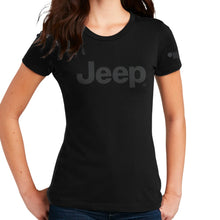 Load image into Gallery viewer, Ladies Jeep® Text Blackout T-Shirt - Black
