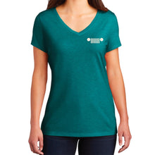 Load image into Gallery viewer, Ladies Jeep® V-neck Live Love Explore - Heather Teal
