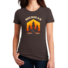 Load image into Gallery viewer, Ladies Michigan Pines T-shirt - Heather Brown
