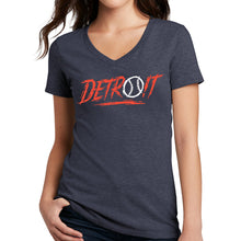 Load image into Gallery viewer, Ladies Detroit Baseball Score - Heather Navy
