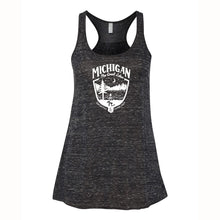 Load image into Gallery viewer, Ladies Relaxed Racerback Tank Top - Michigan Shield Marble Black
