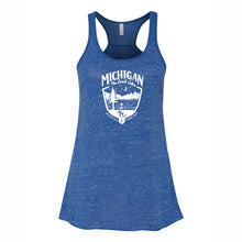 Load image into Gallery viewer, Ladies Relaxed Racerback Tank Top - Michigan Shield Marble Blue
