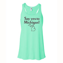 Load image into Gallery viewer, Ladies Relaxed Racerback Tank Top - Say Yes To Michigan Mint
